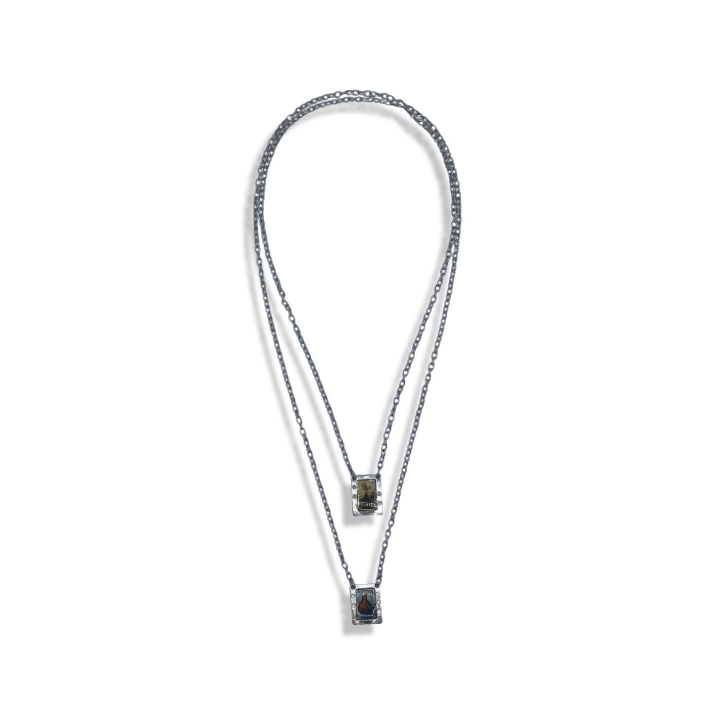 Two Hearts Colored Scapular Necklace