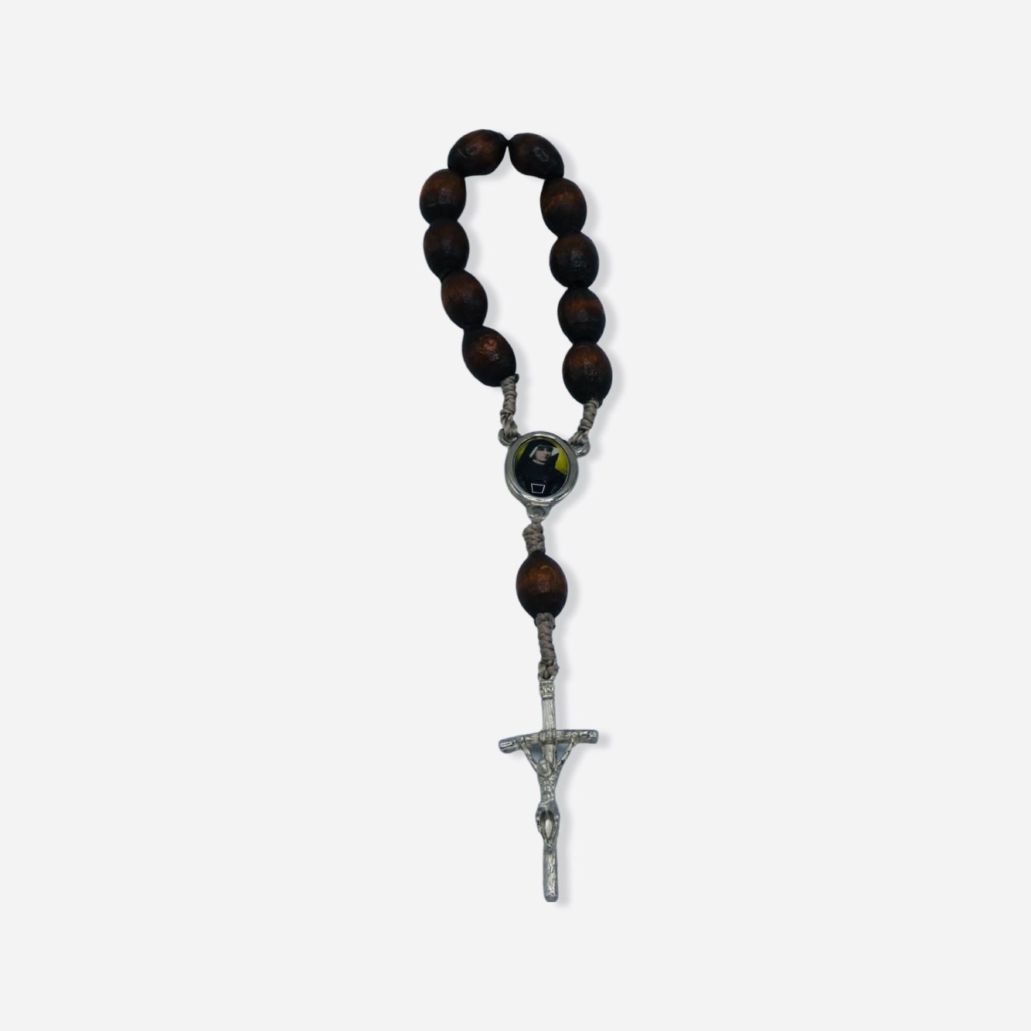 Wood St. Faustina String Decade Rosary with Relic
