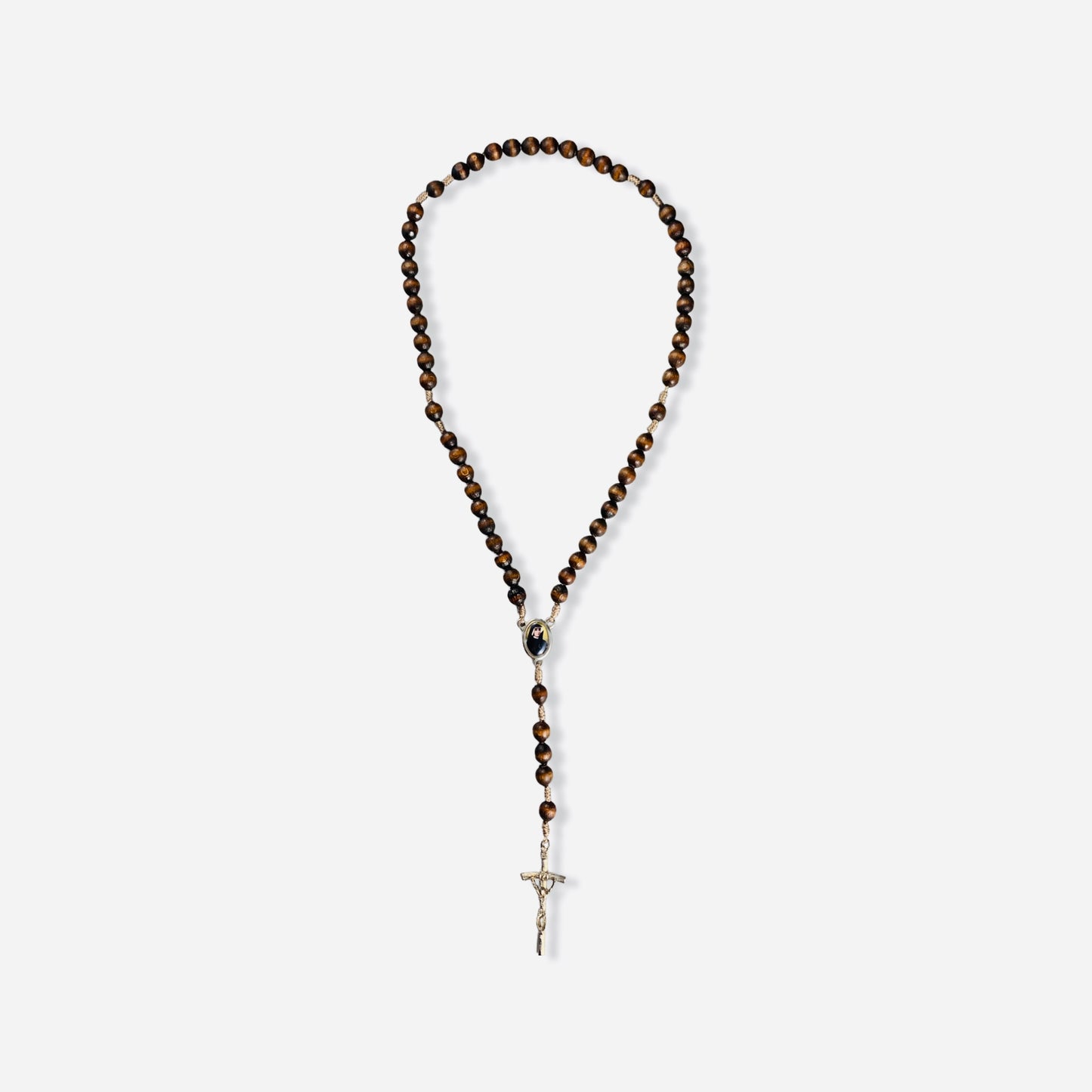 Wood St. Faustina String Rosary with Relic