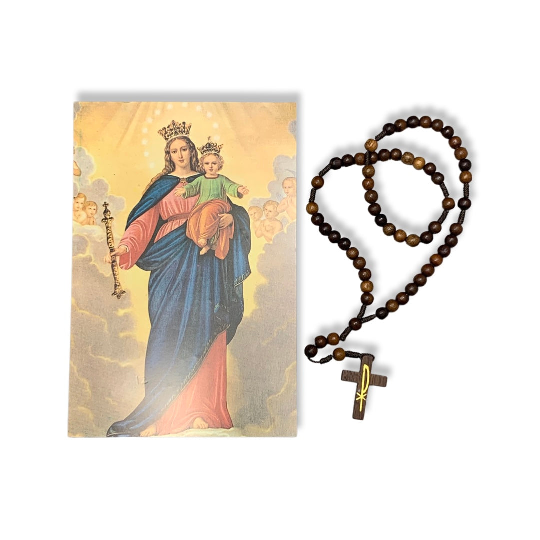 Wood Rosary with Image