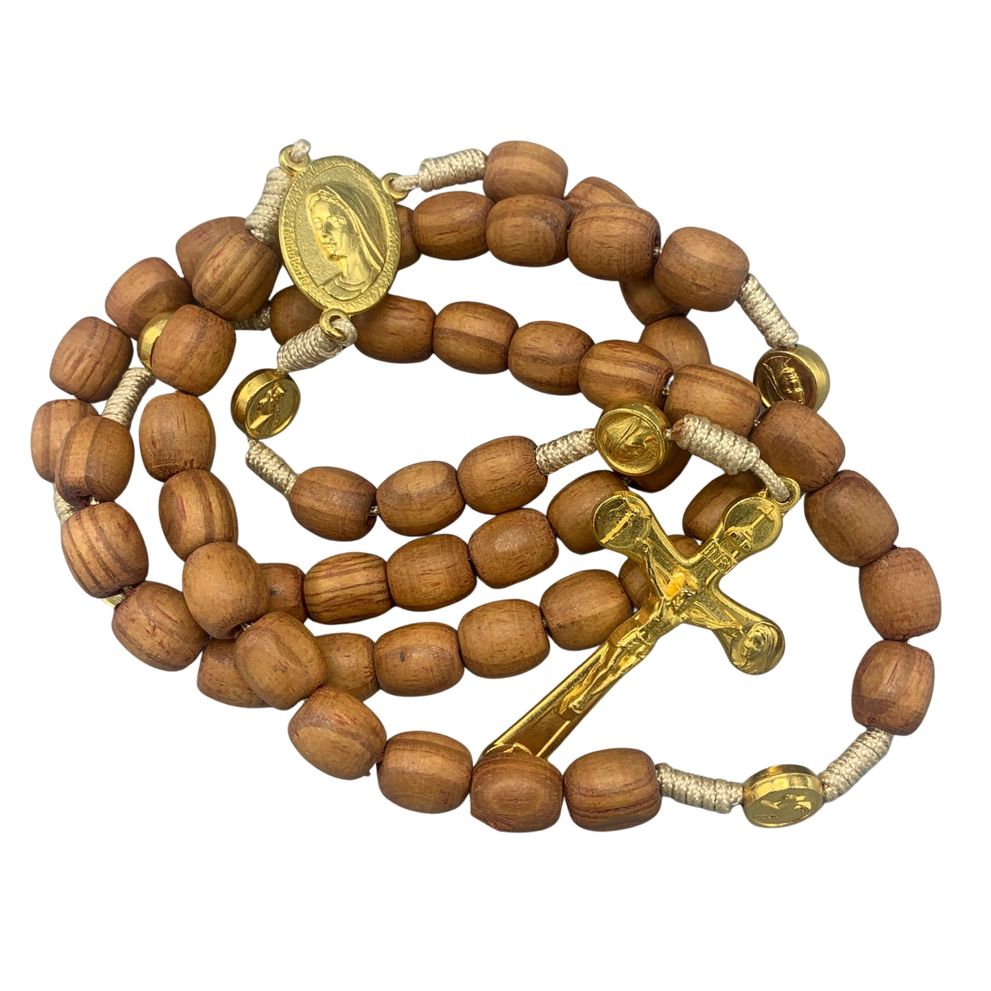 Wood Rosary with Queen of Peace Medals