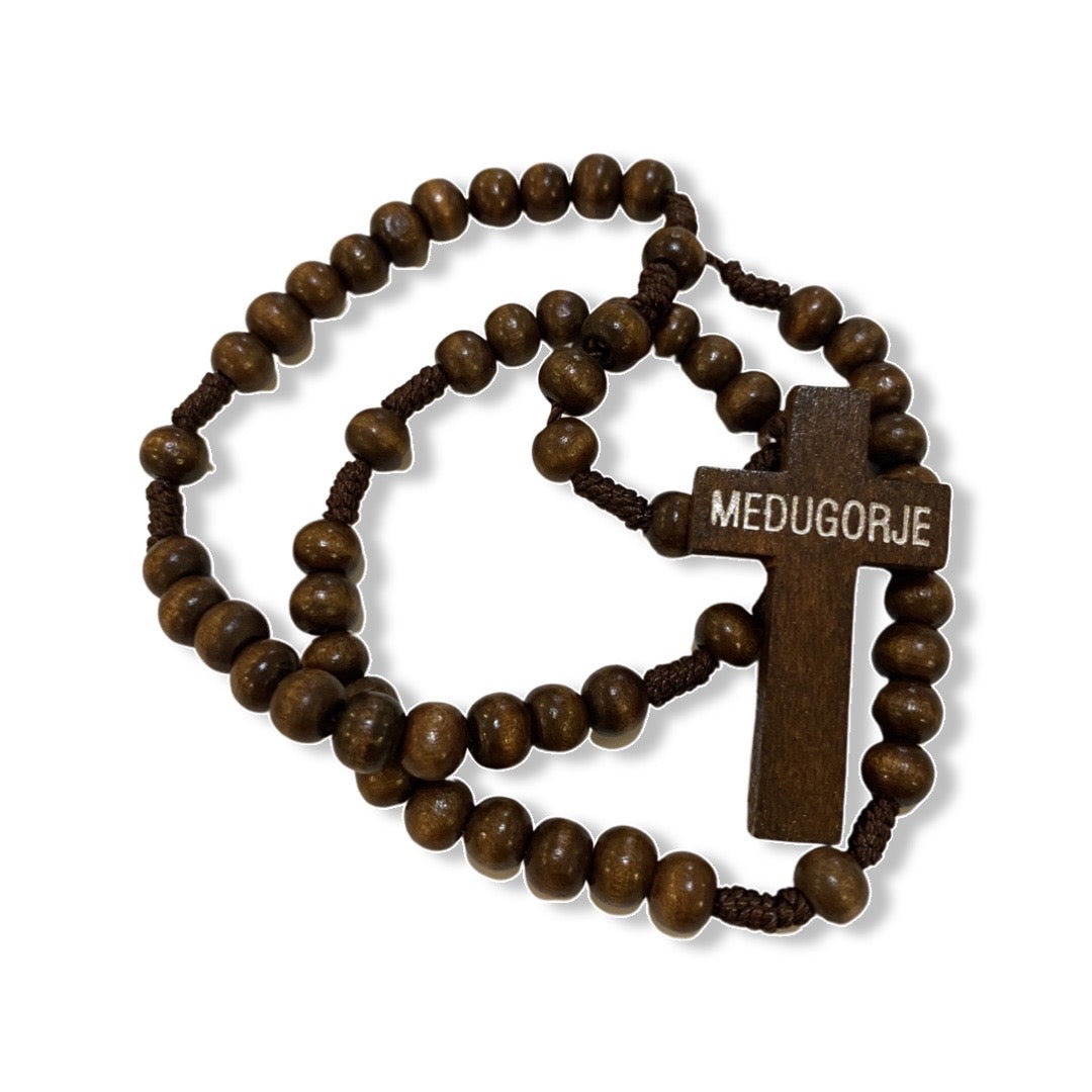 Wooden Queen of Peace String Rosary