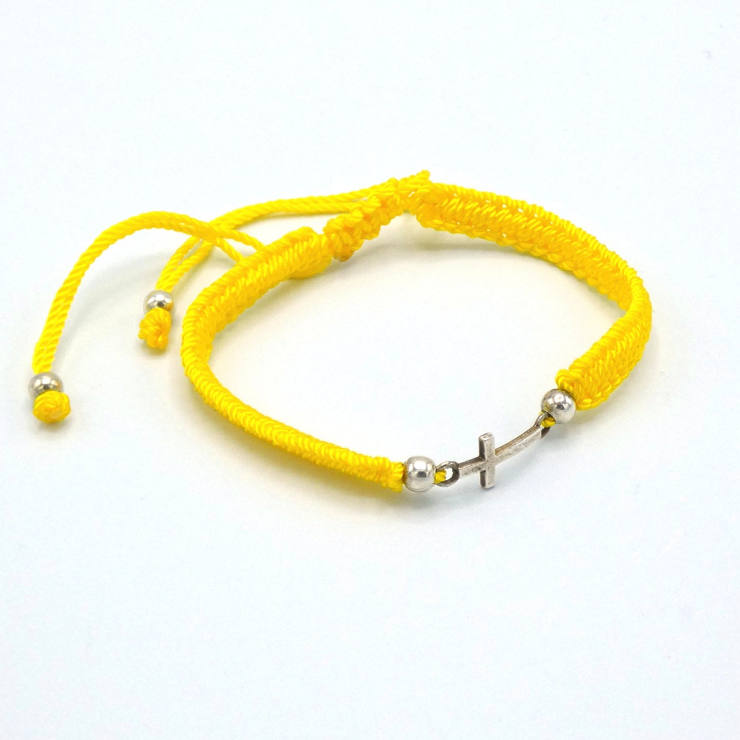 Braided Bracelet of Assorted Colors with Metal Cross