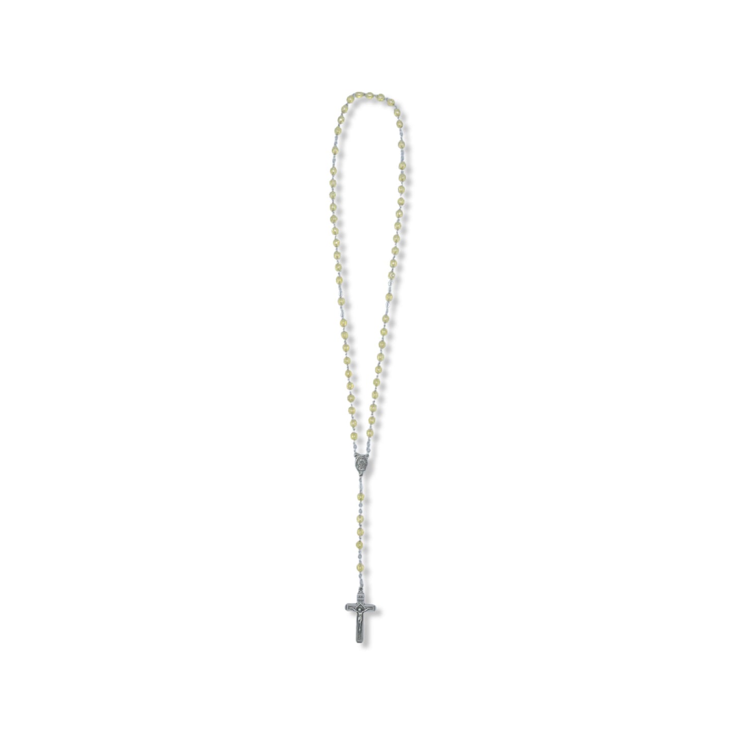 Yellow Fatima Rosary with Soil