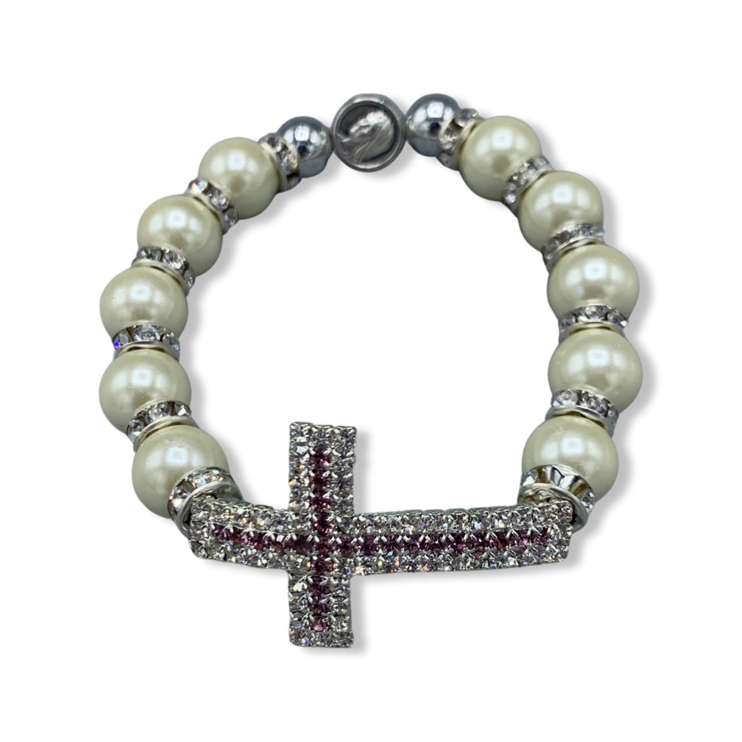 Imitation Pearl Bracelet with Rhinestone Cross of Assorted Styles