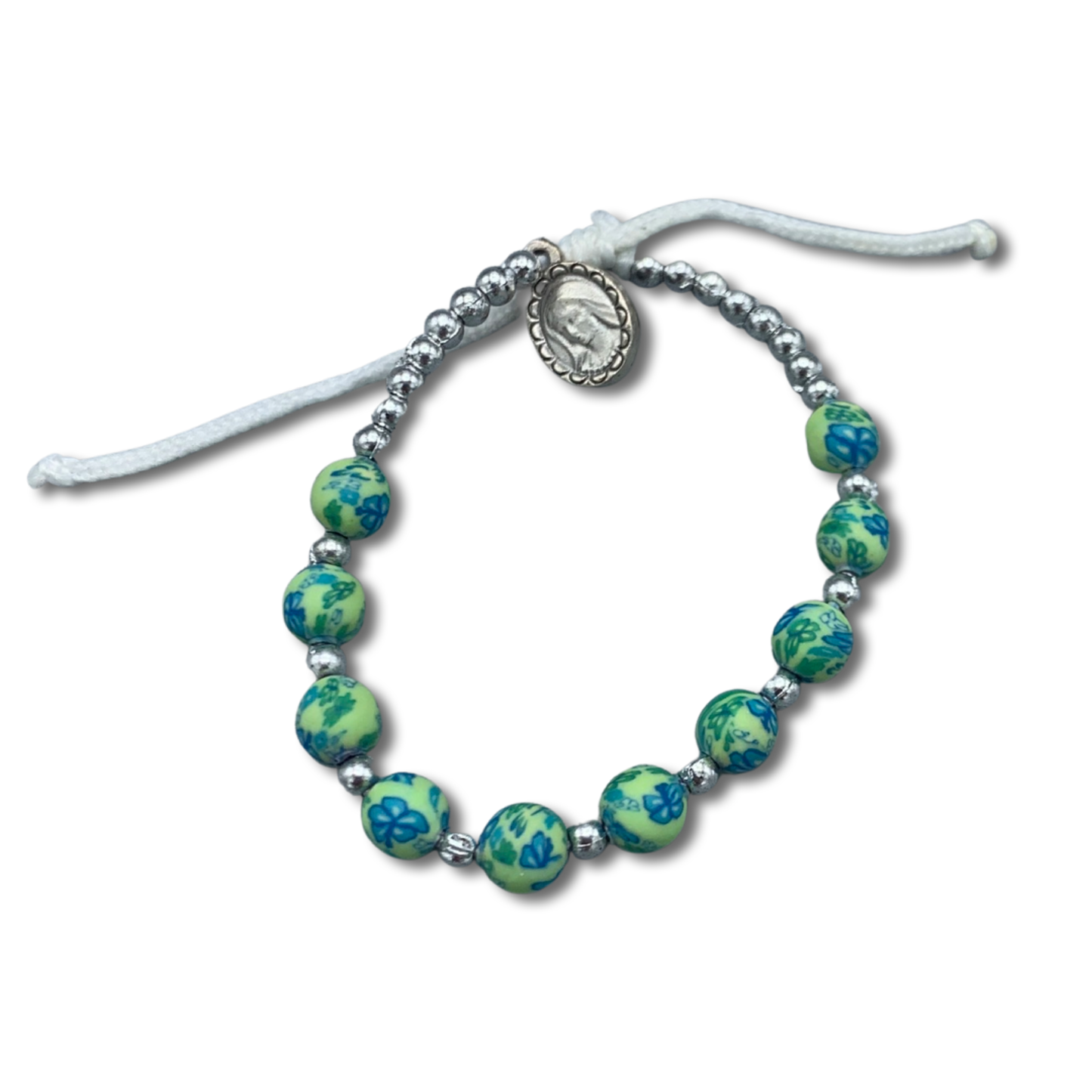 FIMO Queen of Peace Decade Rosary Bracelet of Assorted Colors