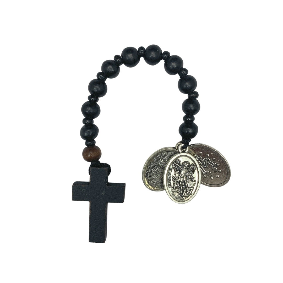 Wood St. Benedict Pocket Decade Rosary with Medals