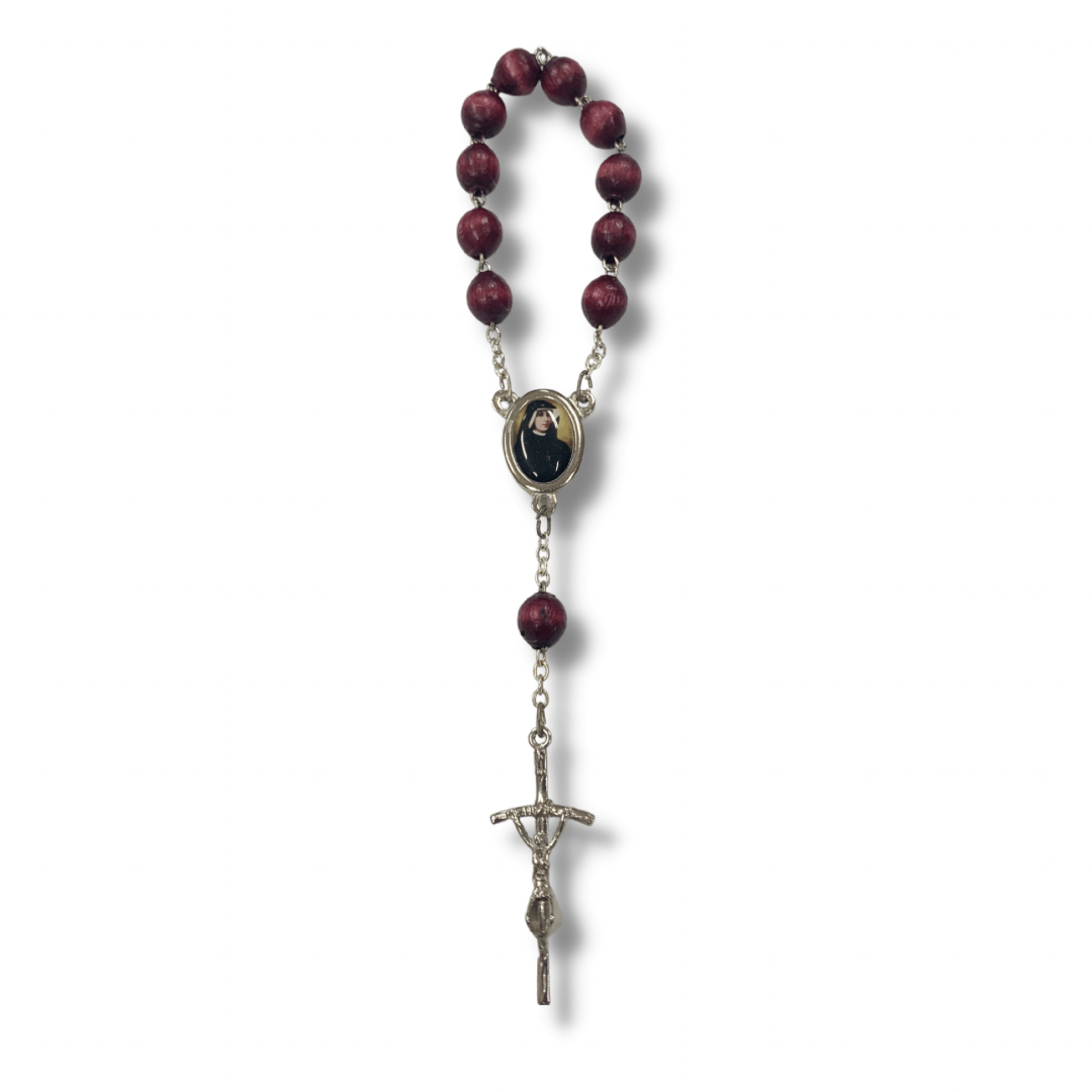 Wood St. Faustina String Decade Rosary with Relic