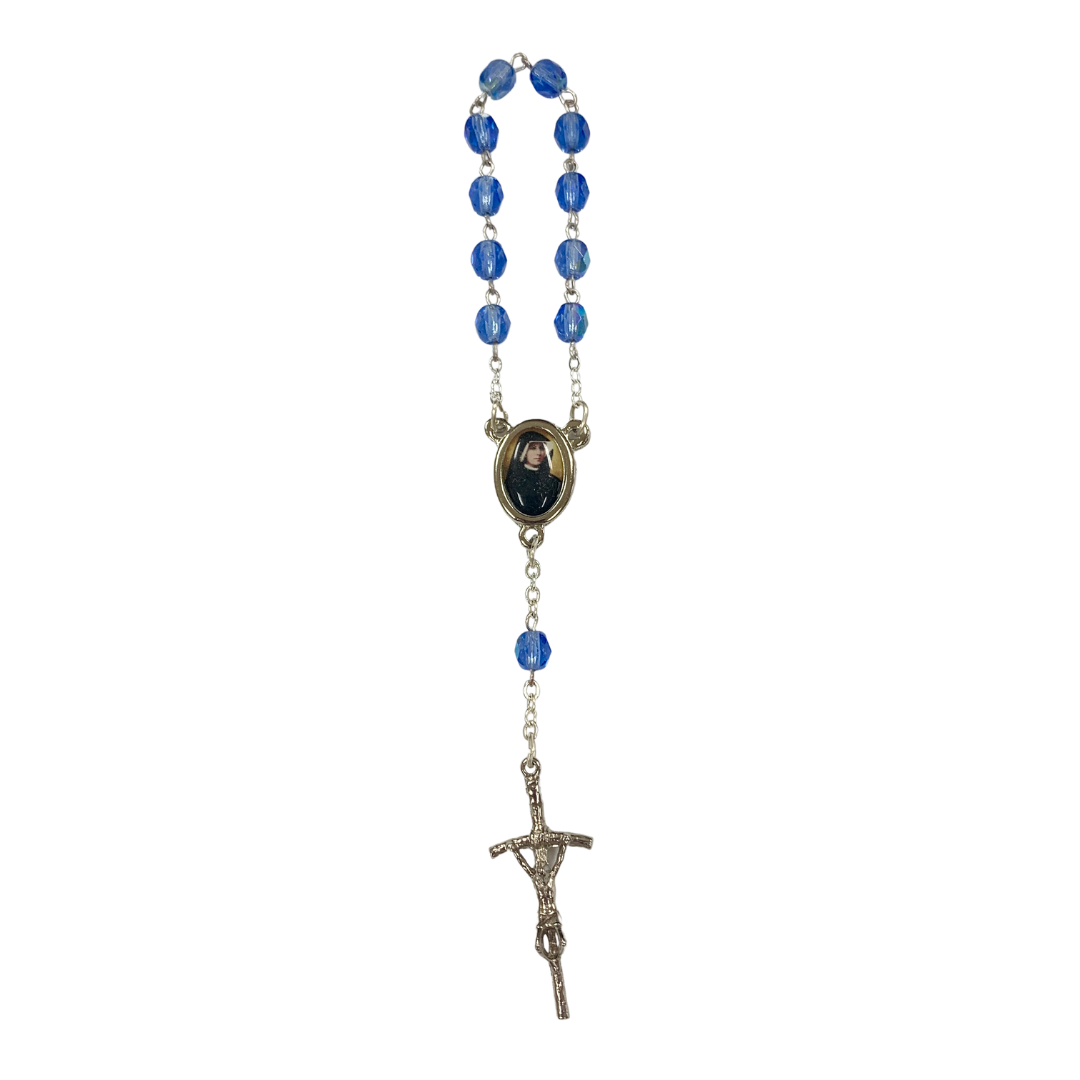 Crystal St. Faustina Decade Rosary with Relic