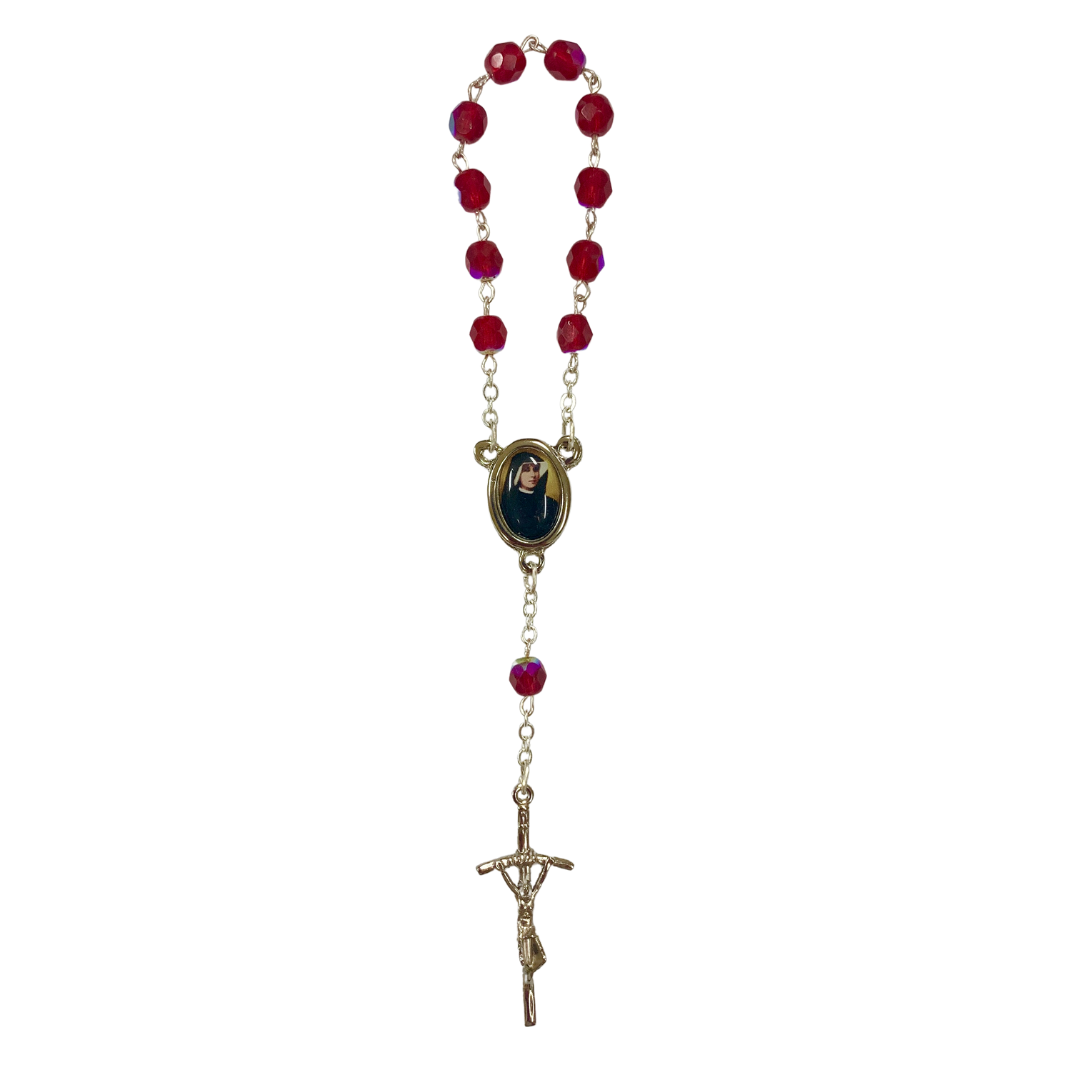 Crystal St. Faustina Decade Rosary with Relic