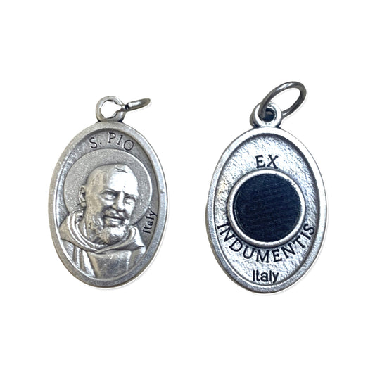 Oval Padre Pio Medal with Relic and Holy Card