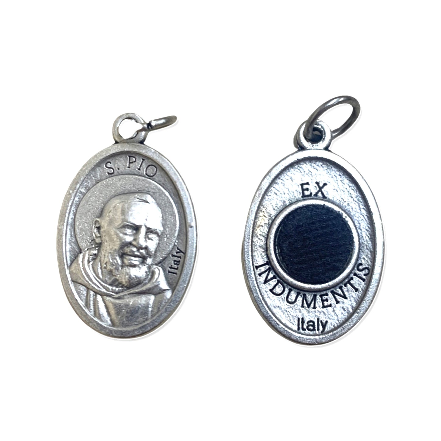 Oval Padre Pio Medal with Relic and Holy Card
