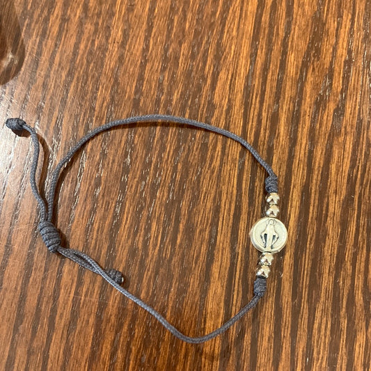 Cord Bracelet with Miraculous Medal of Assorted Colors