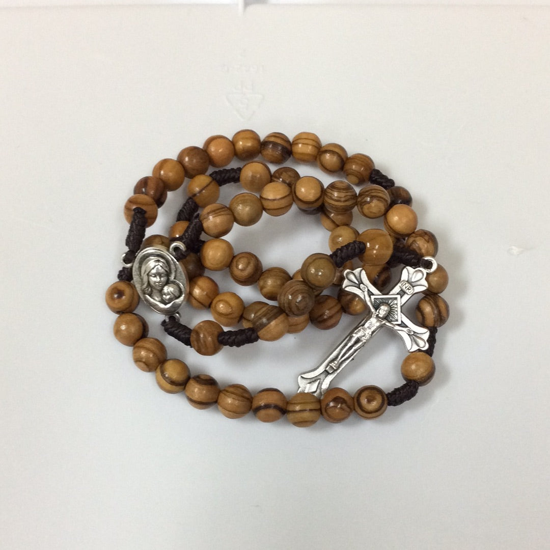 Olive Wood Our Lady of Tenderness Cord Rosary