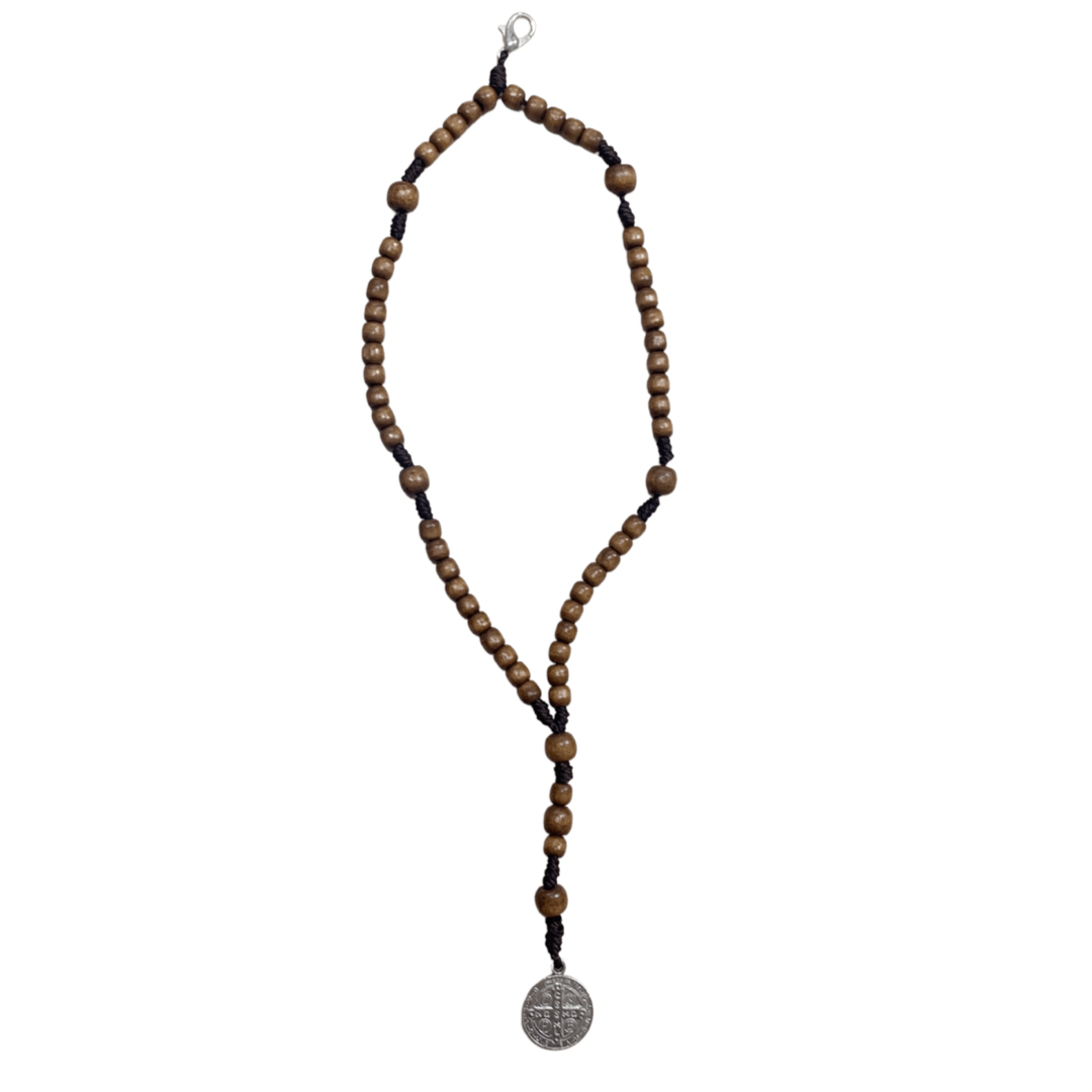 Wood Beads St. Benedict Rosary Bracelet with Clasp