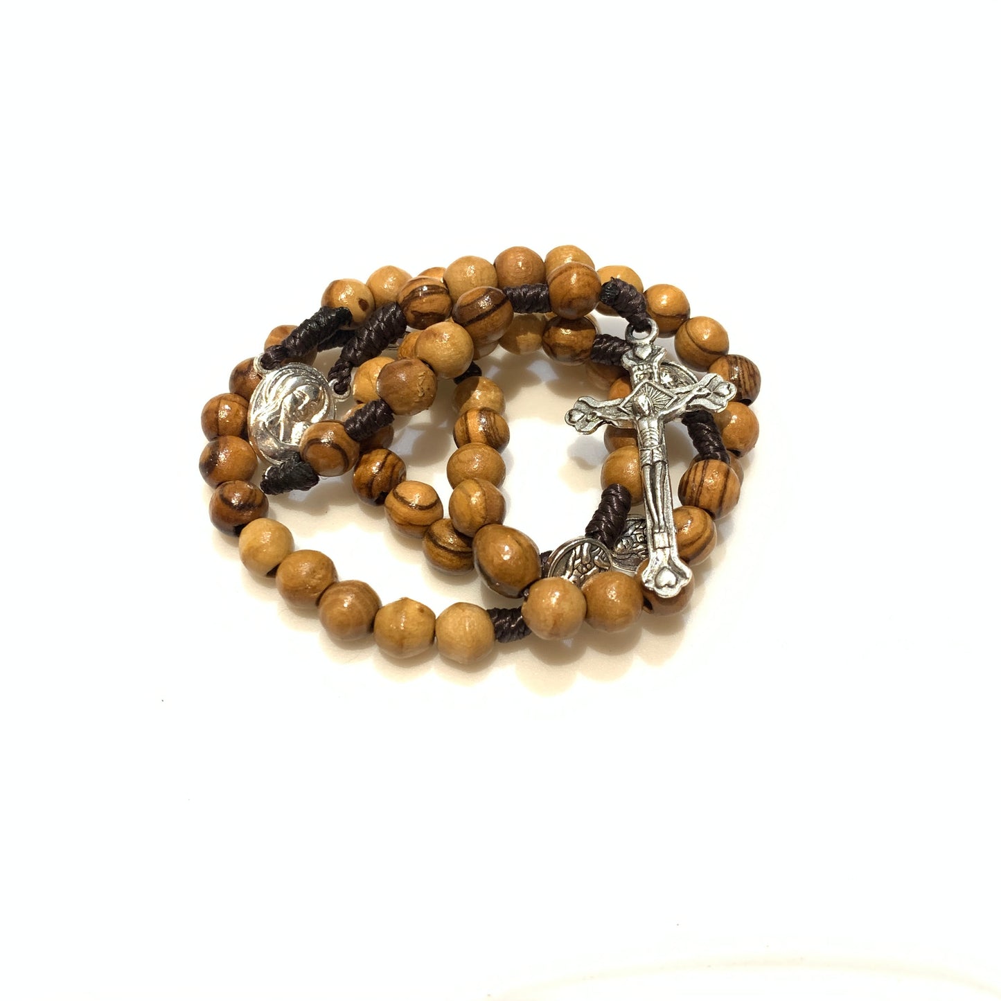 Olive Wood Immaculate Heart Rosary with Soil