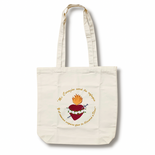 Embroidered Immaculate Heart of Mary Canvas Bag by SCTJM