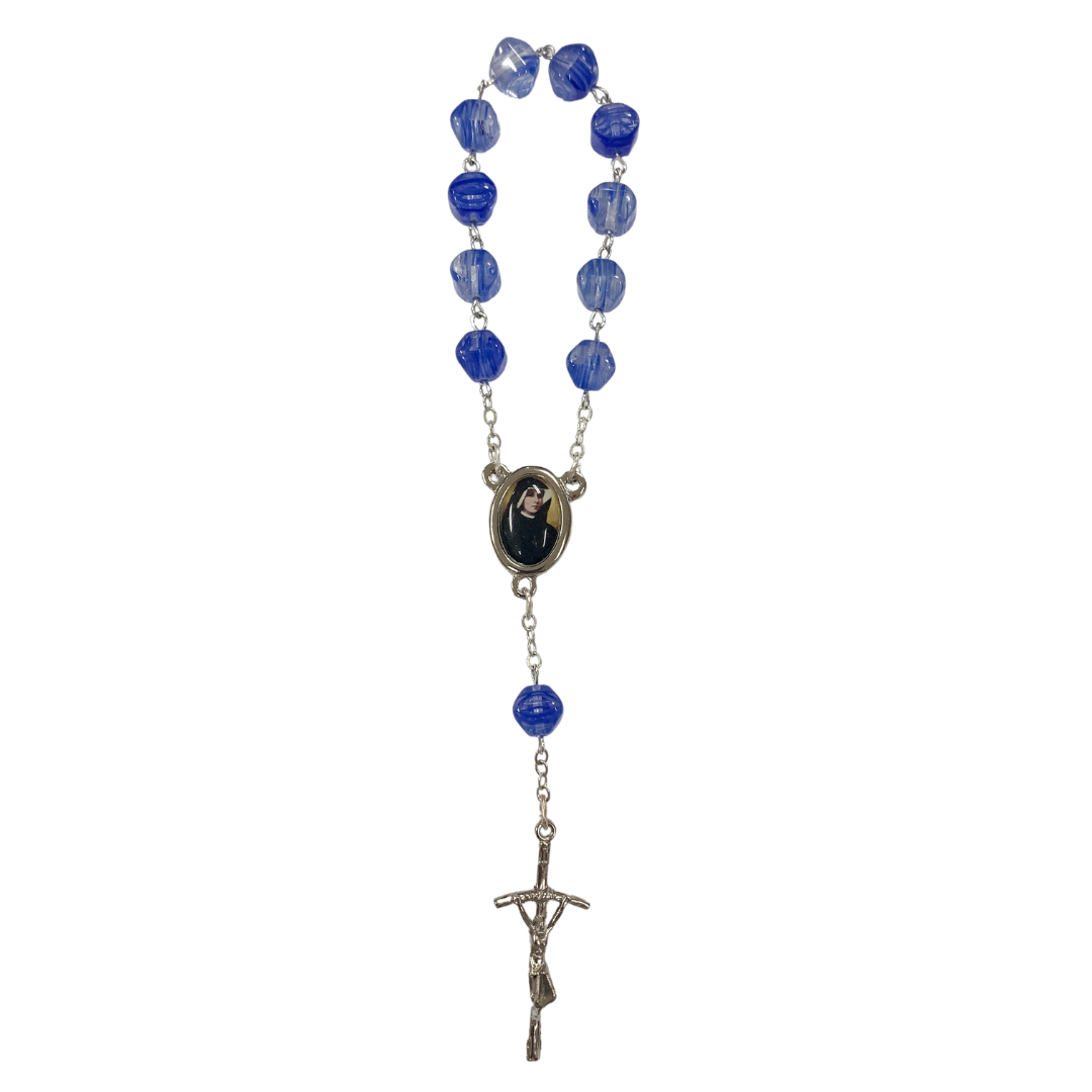 Marble St. Faustina Decade Rosary with Relic