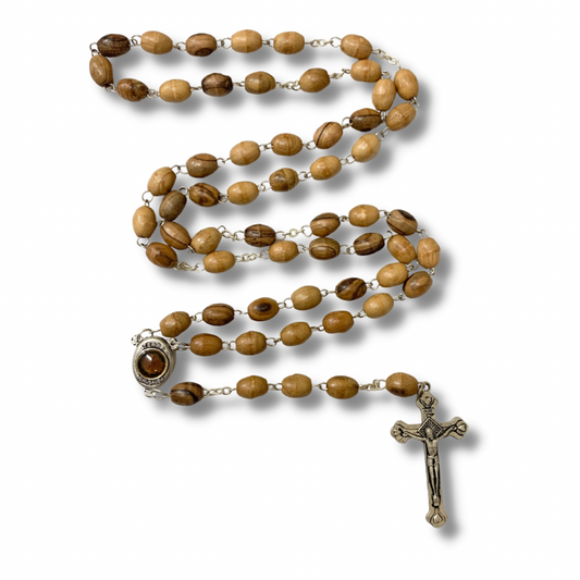 Oval Olive Wood Our Lady of Tenderness Rosary