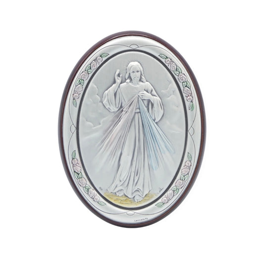 Colored Silver Image of the Divine Mercy