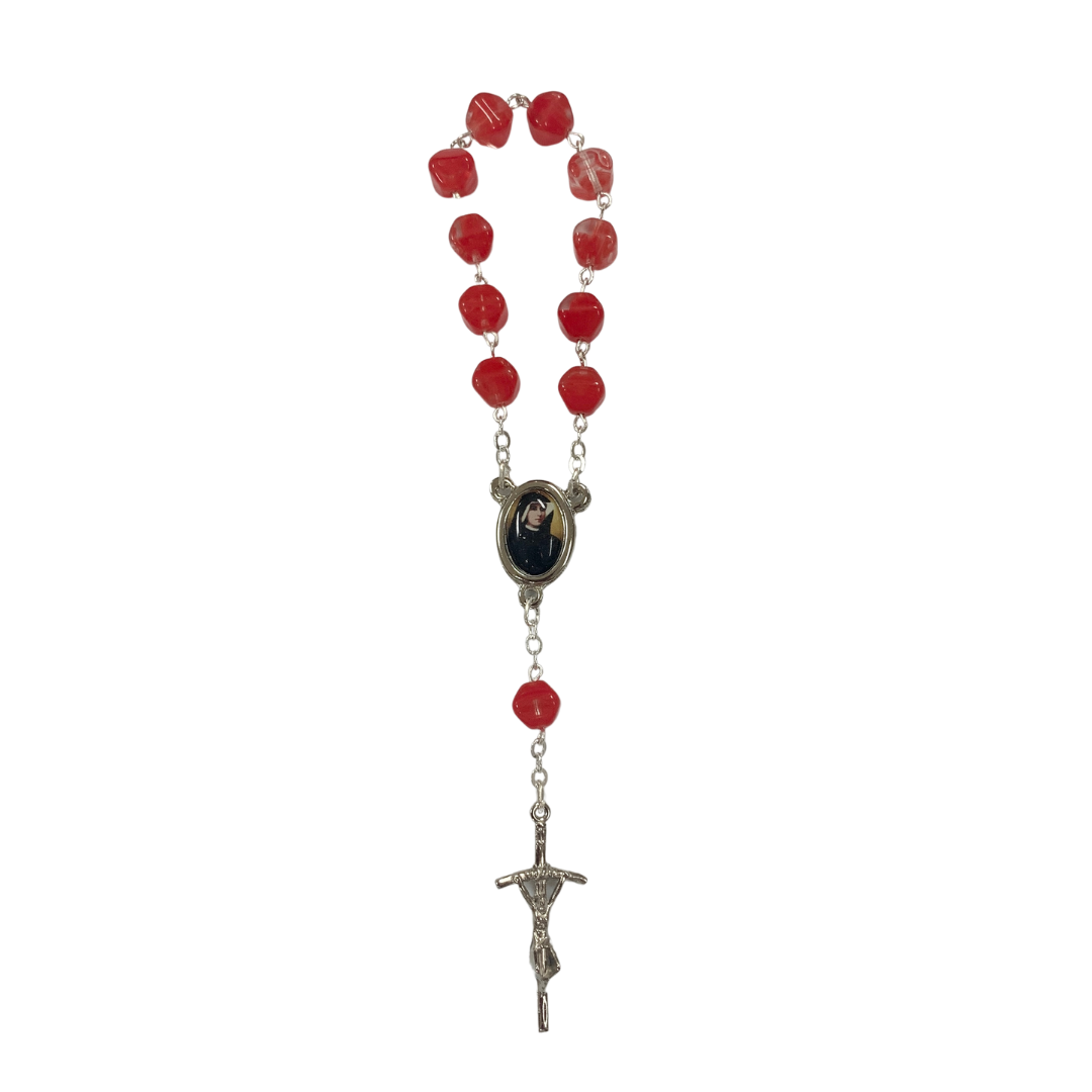 Marble St. Faustina Decade Rosary with Relic