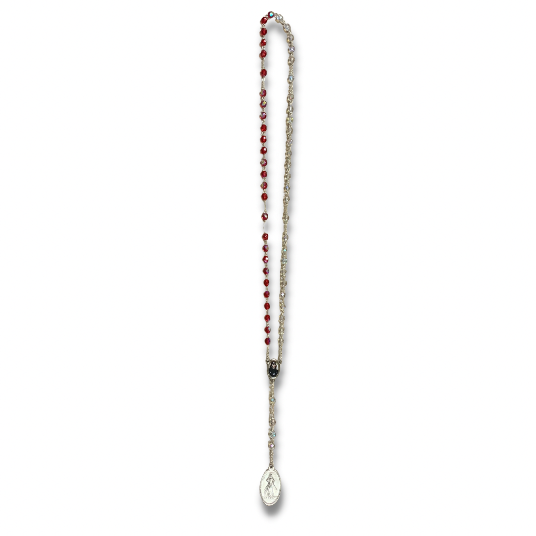 Crystal Blood and Water Divine Mercy Rosary with Relic