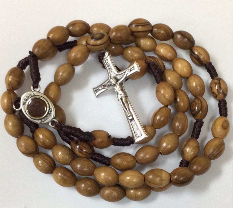 Olive Wood Our Lady of Tenderness Cord Rosary