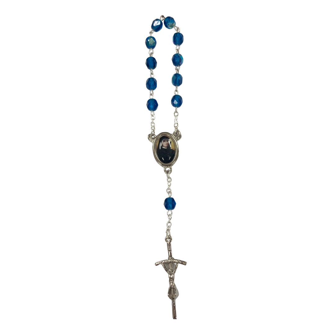 Crystal St. Faustina Decade Rosary with Relic