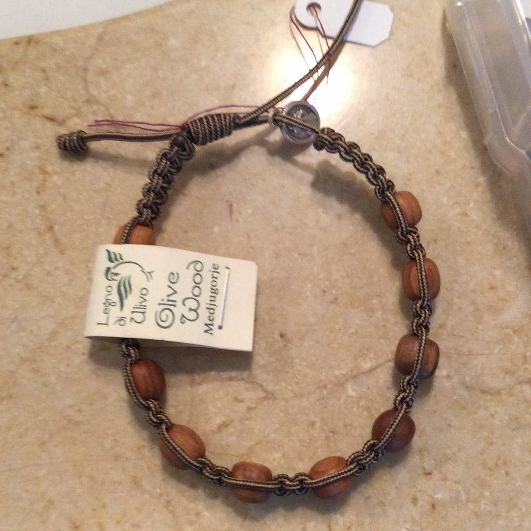 Wood Decade Rosary Bracelet