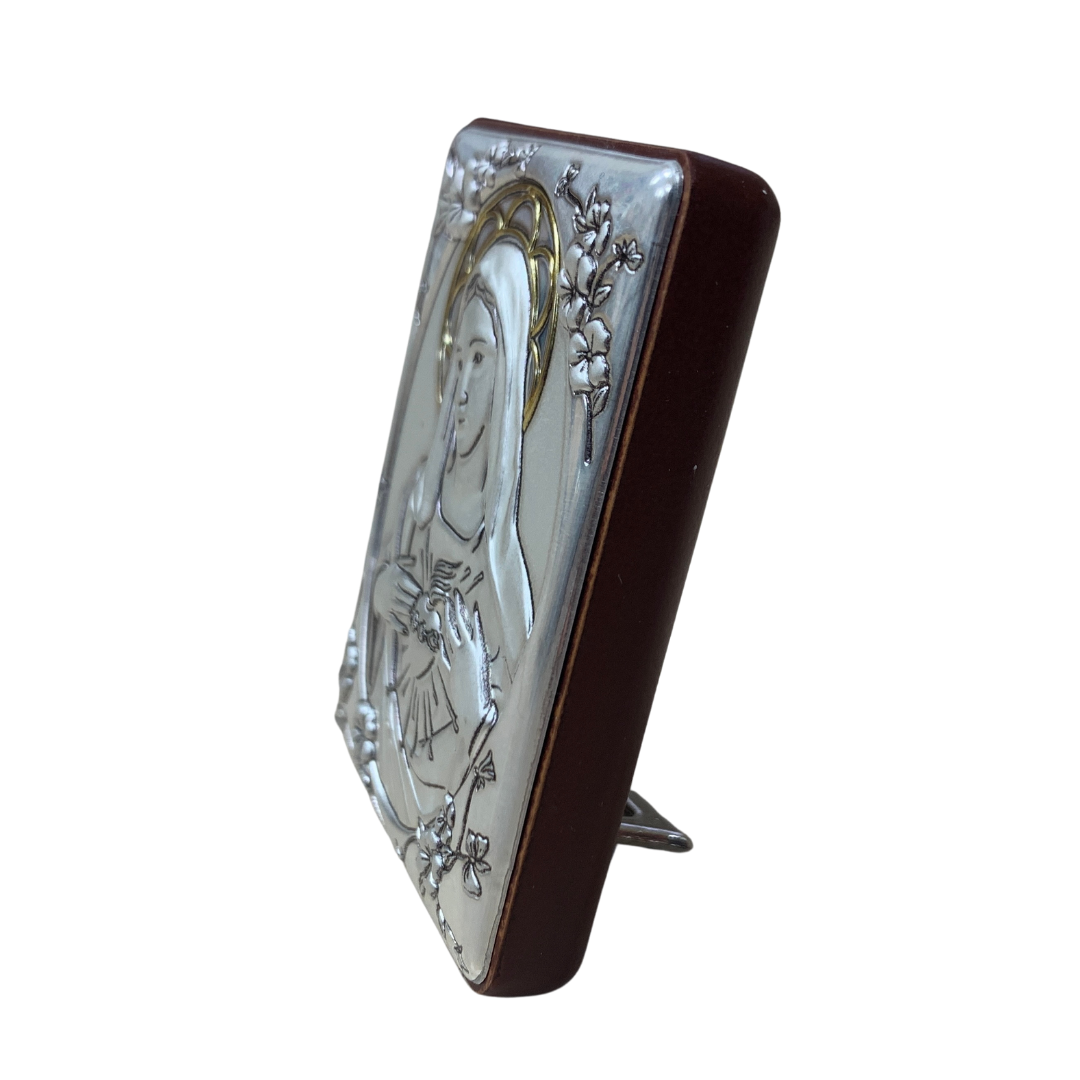 Colored Square Silver Image of the Immaculate Heart of Mary