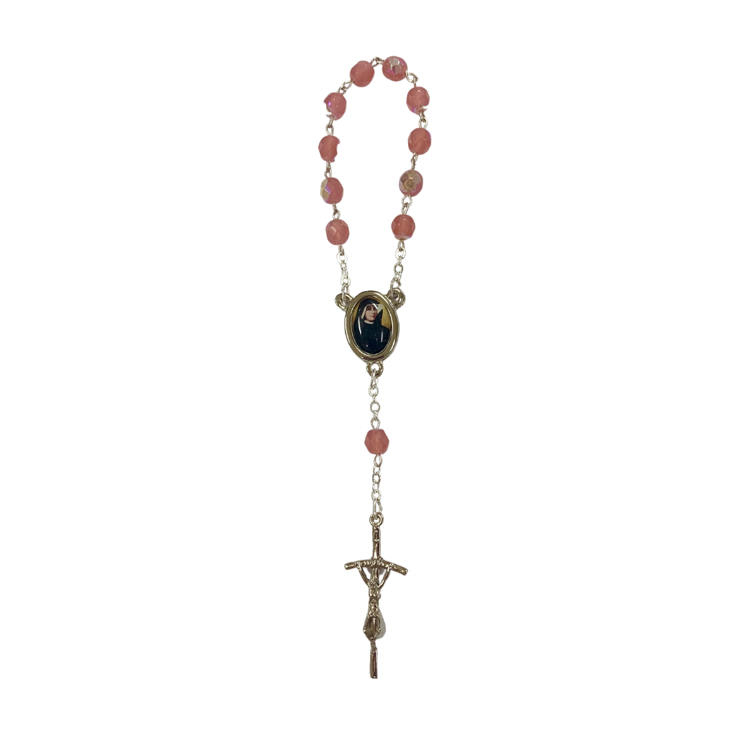 Crystal St. Faustina Decade Rosary with Relic