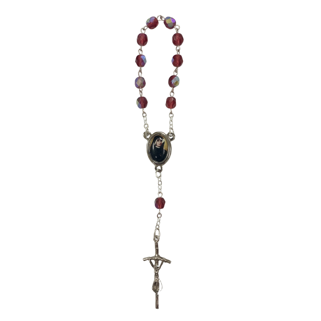 Crystal St. Faustina Decade Rosary with Relic