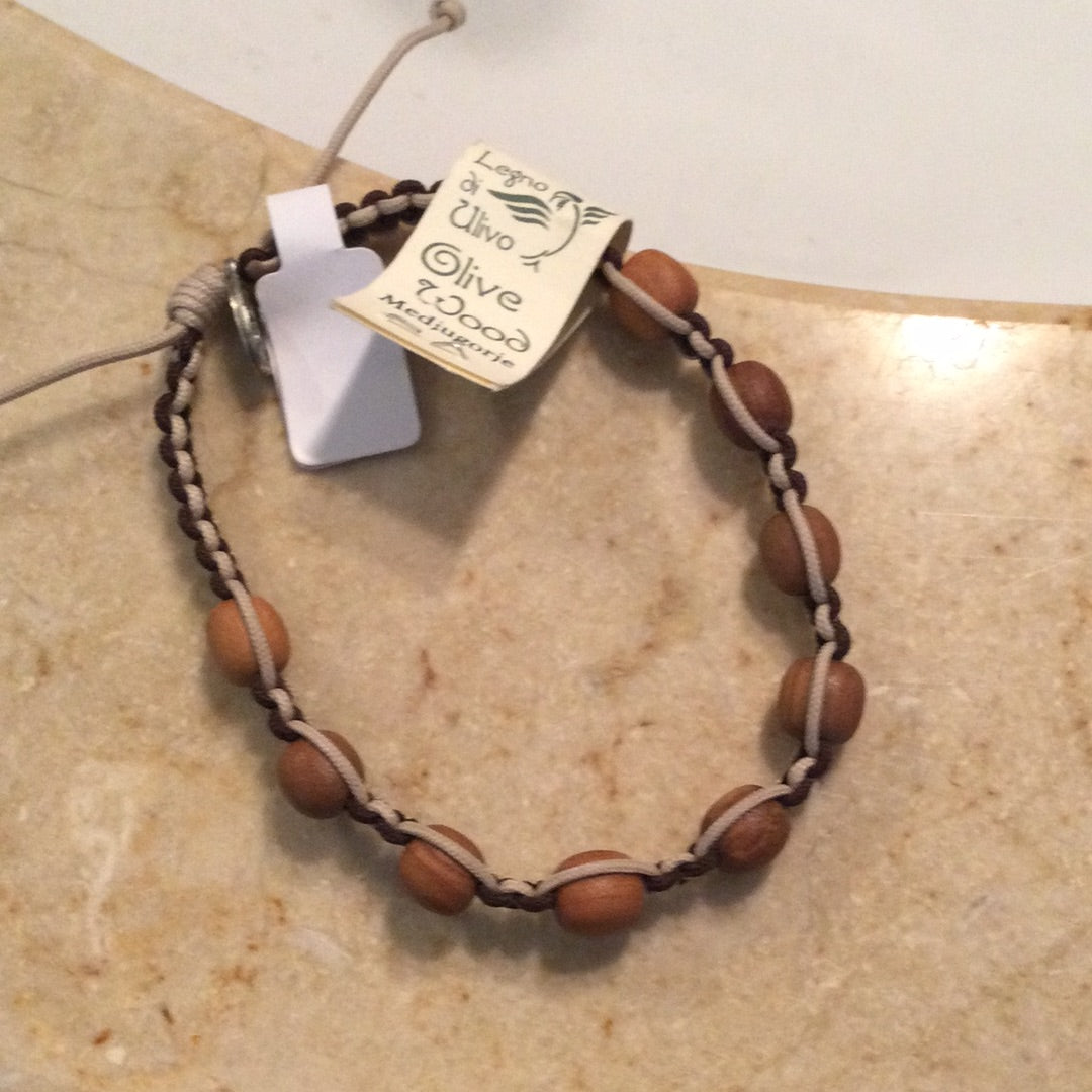 Wood Decade Rosary Bracelet