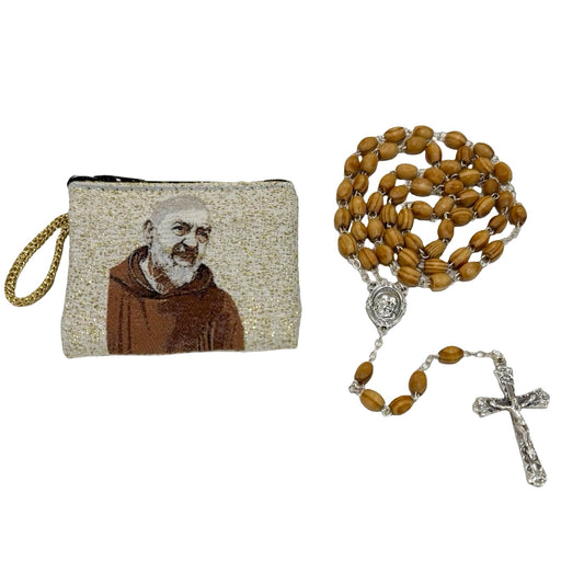 St. Padre Pio Rosary and Pouch Combo
