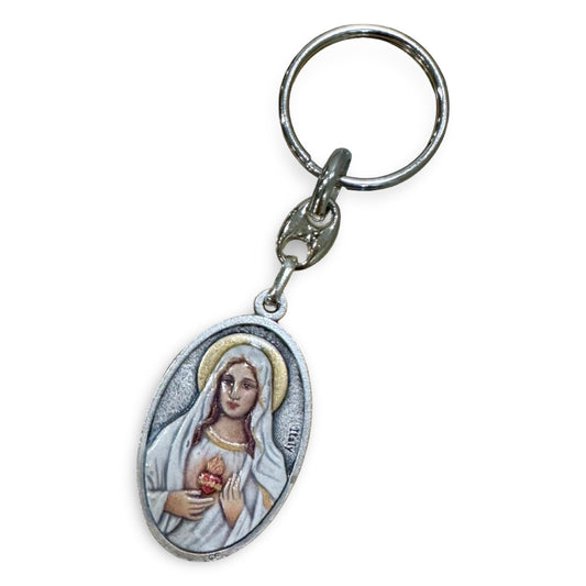 Immaculate Heart and Sacred Heart Painted Keychain