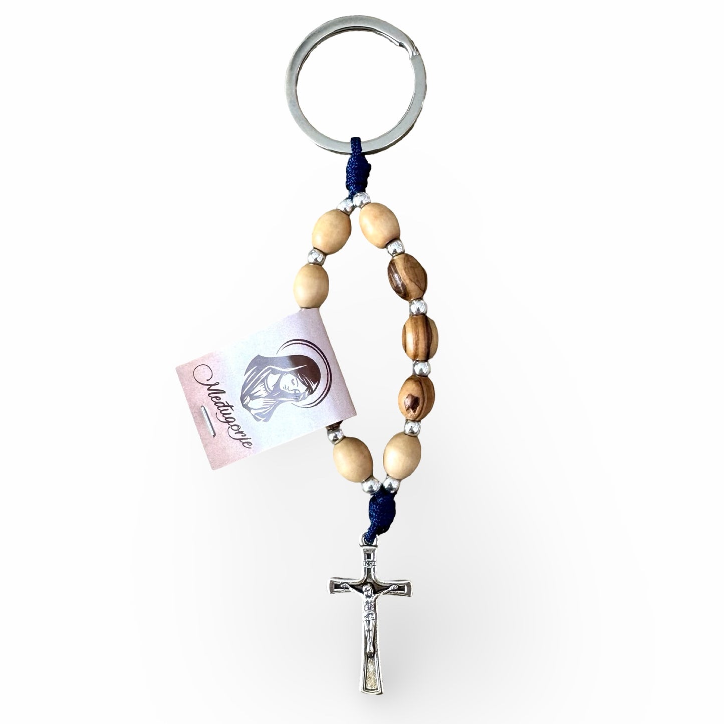 Olive Wood Medjugorje Decade Keychain