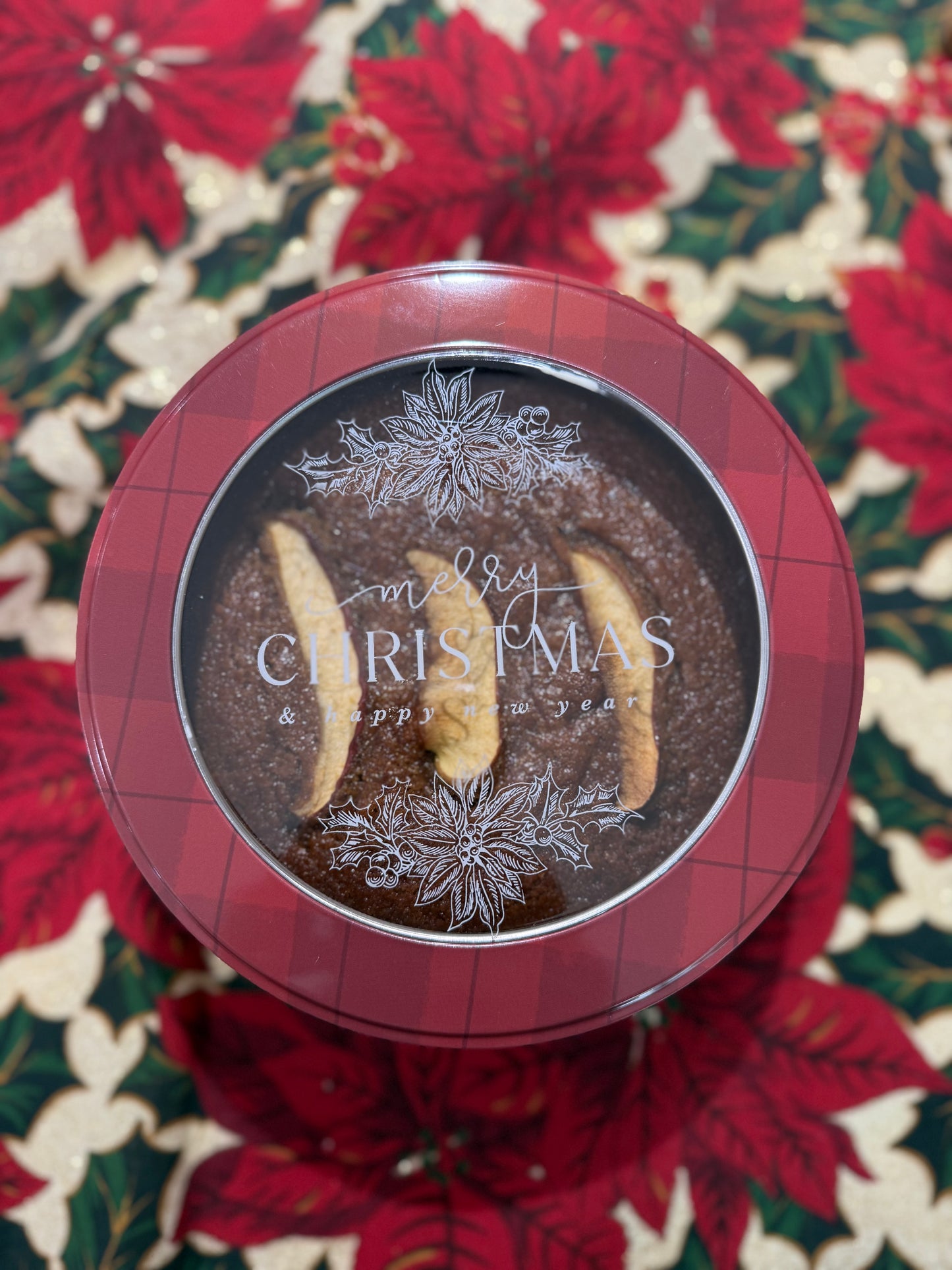 Christmas Breads - 6.7” Circular Red Merry Christmas Tin - SCTJM Nazareth Bakery