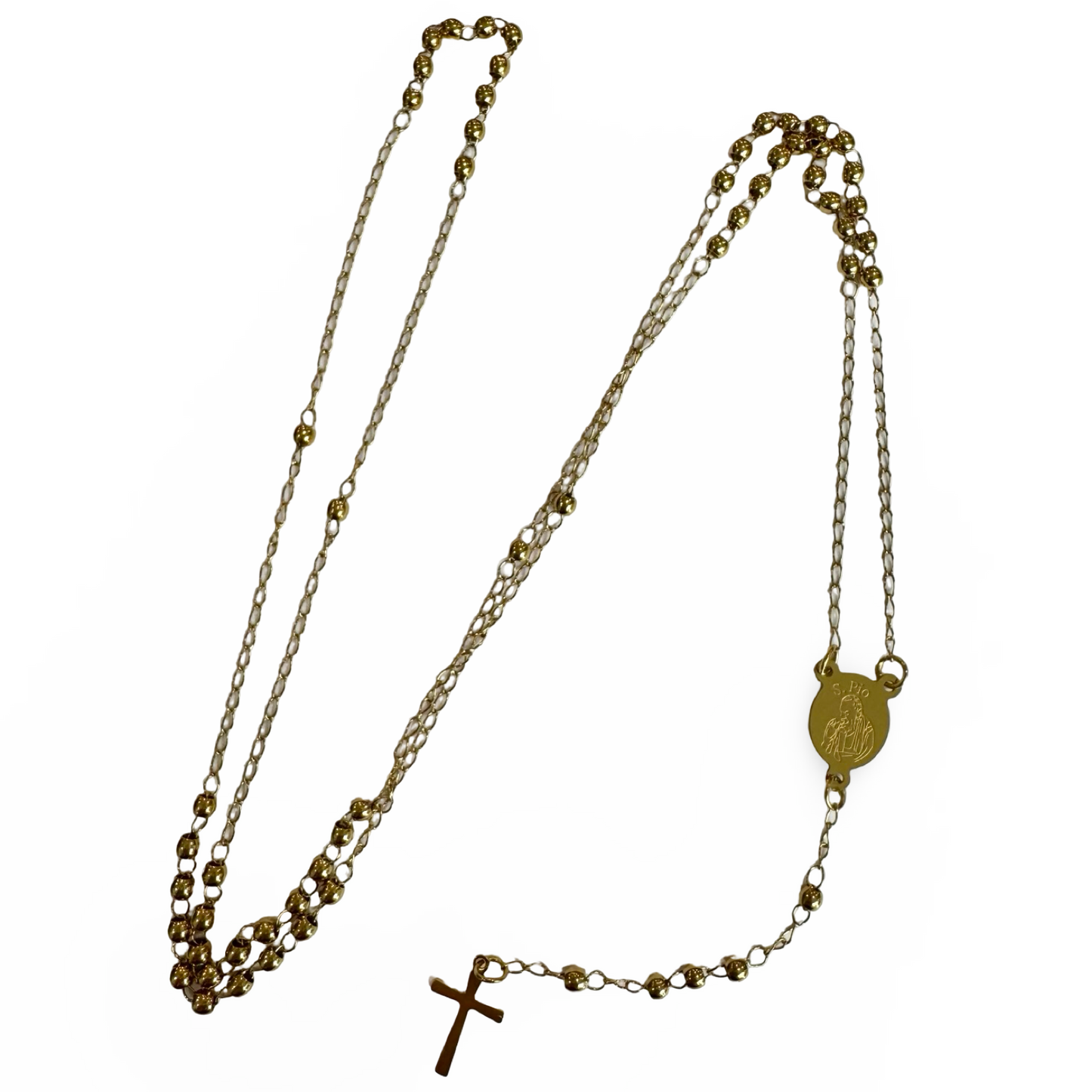Padre Pio Sterling Silver Rosary Necklace
