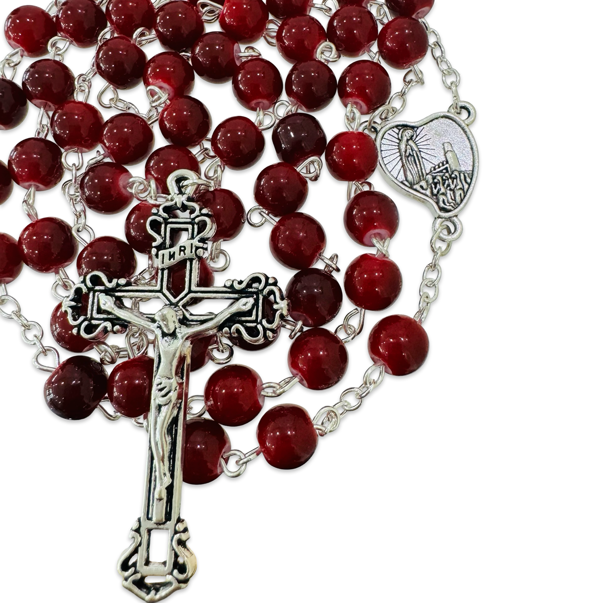 Marble Fatima Rosary With Heart-Shaped Case