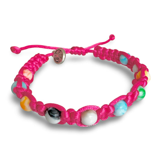 Queen of Peace Colorful Cord Bracelet With Marble Beads