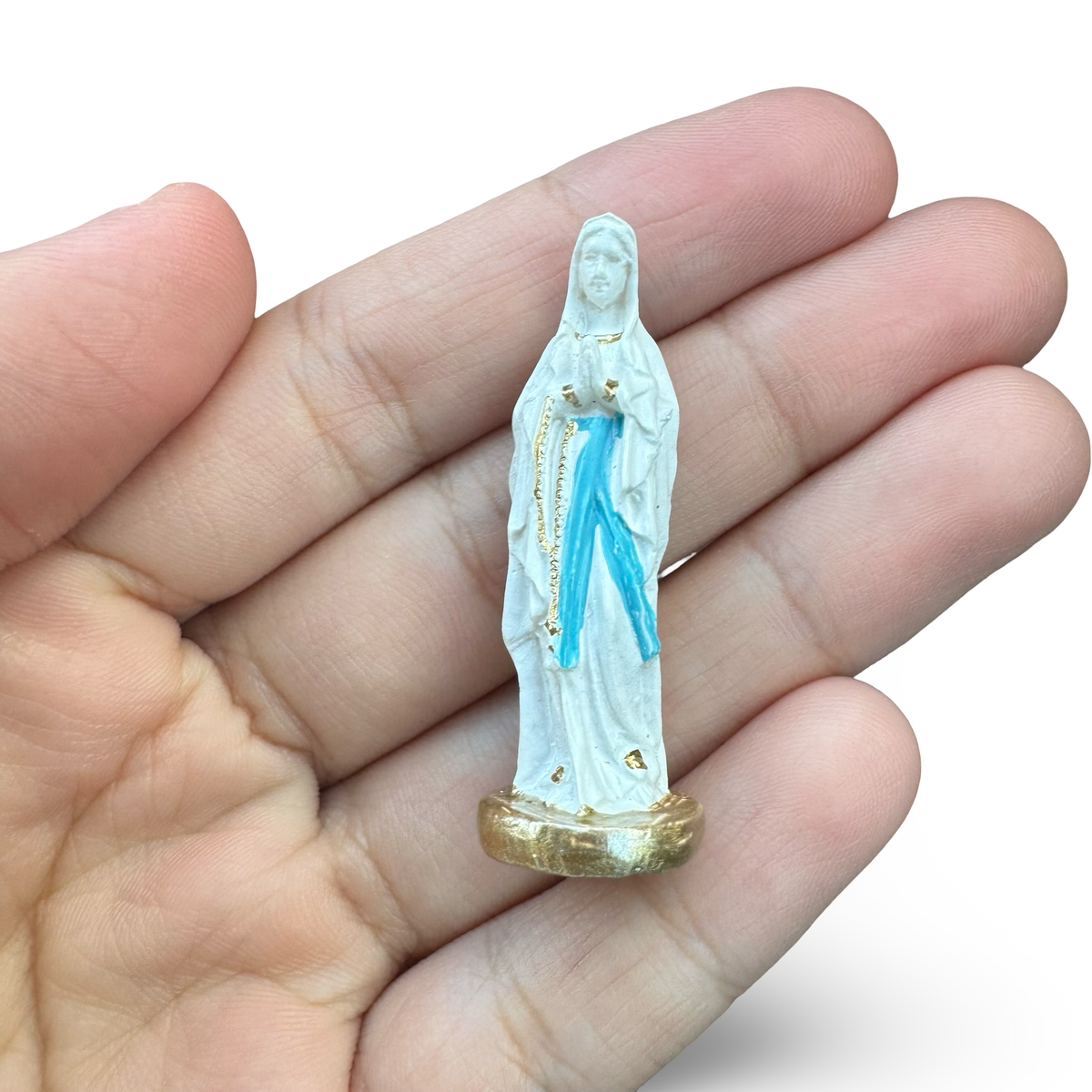 Tiny Colored Our Lady of Lourdes Statue