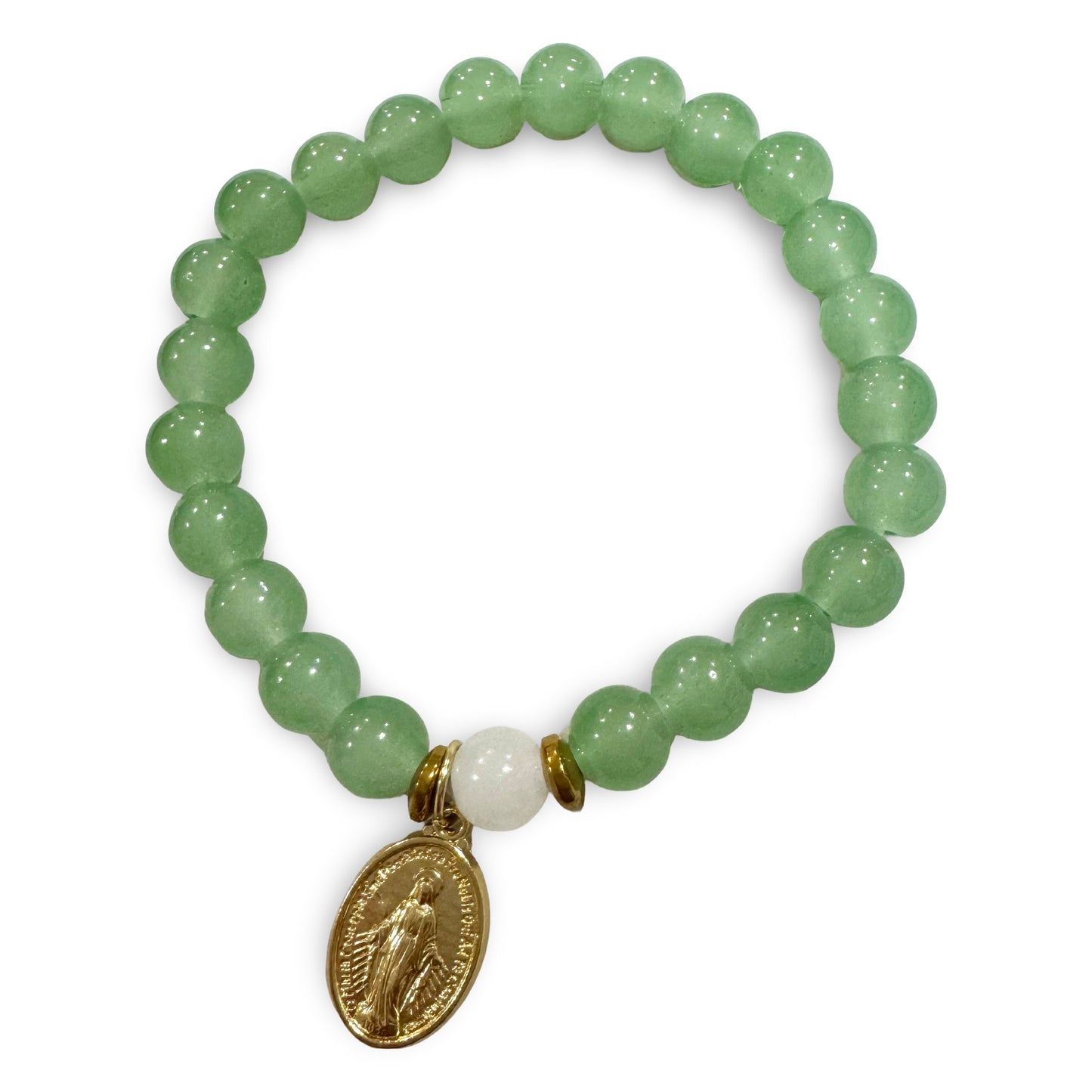Emerald Green Miraculous Medal Bracelet