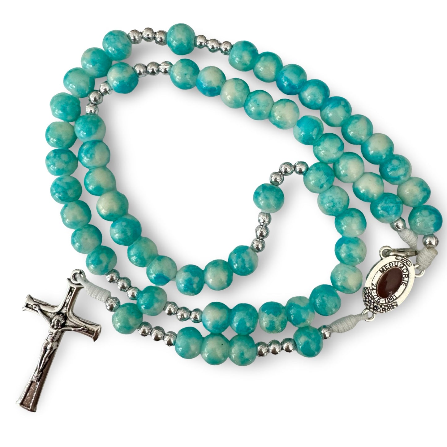 Large Queen of Peace Marble Rosary of Assorted Colors with Soil