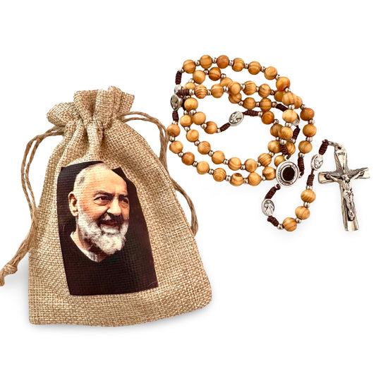 St. Padre Pio Relic Rosary with Canvas Bag