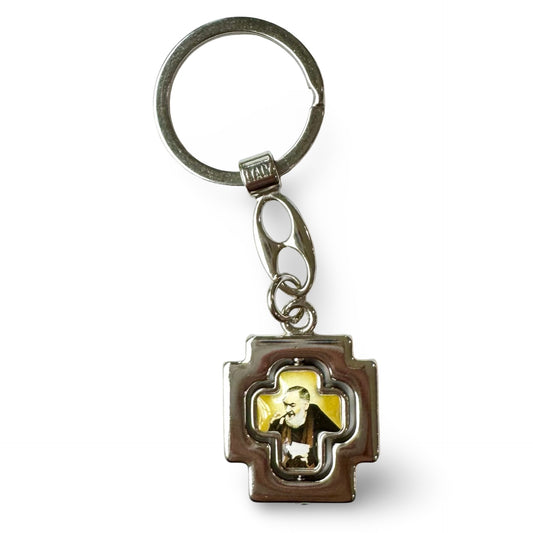 St. Michael and St. Padre Pio Rotating Keychain