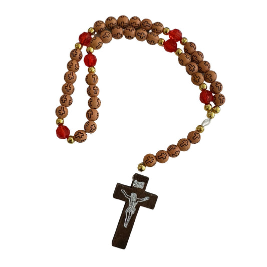 Wooden Chaplet of the Holy Face with Prayer Card