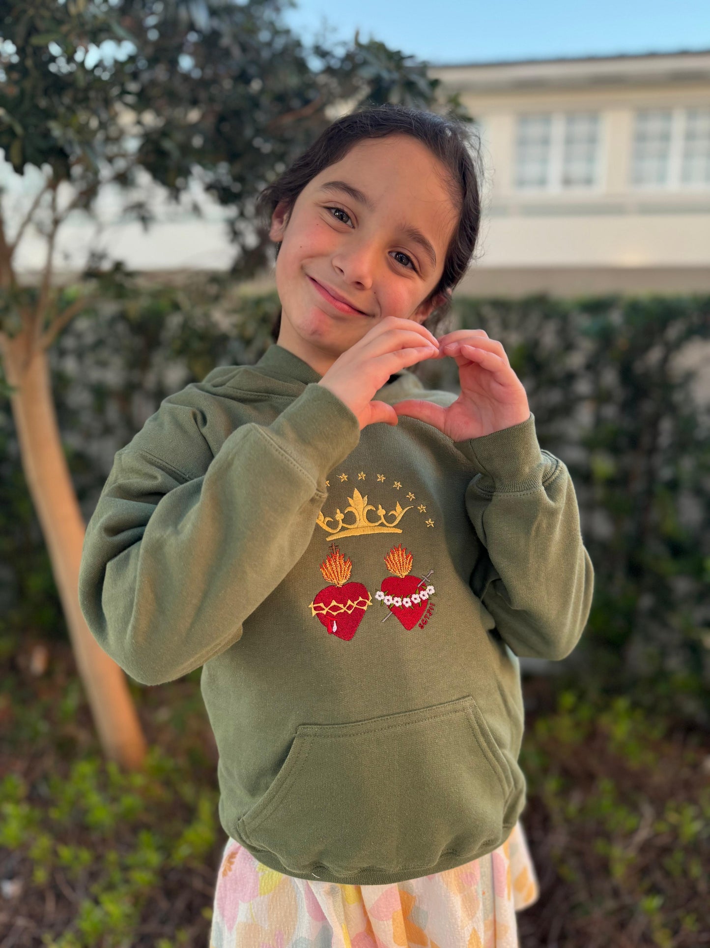Two Hearts Embroidered Hoodies for Kids by SCTJM