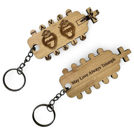 Handmade “Two Hearts” Wood Carved Keychain