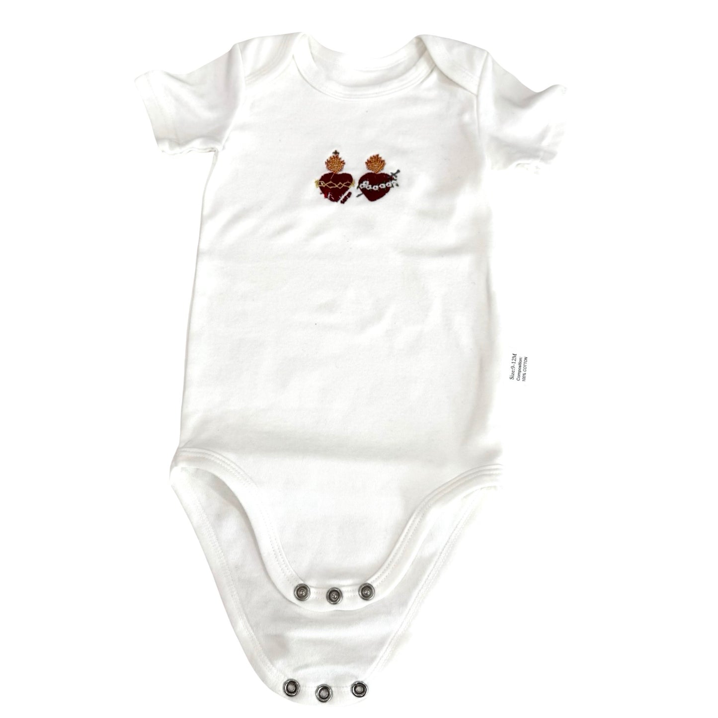 Embroidered Two Hearts Baby Onesie by SCTJM
