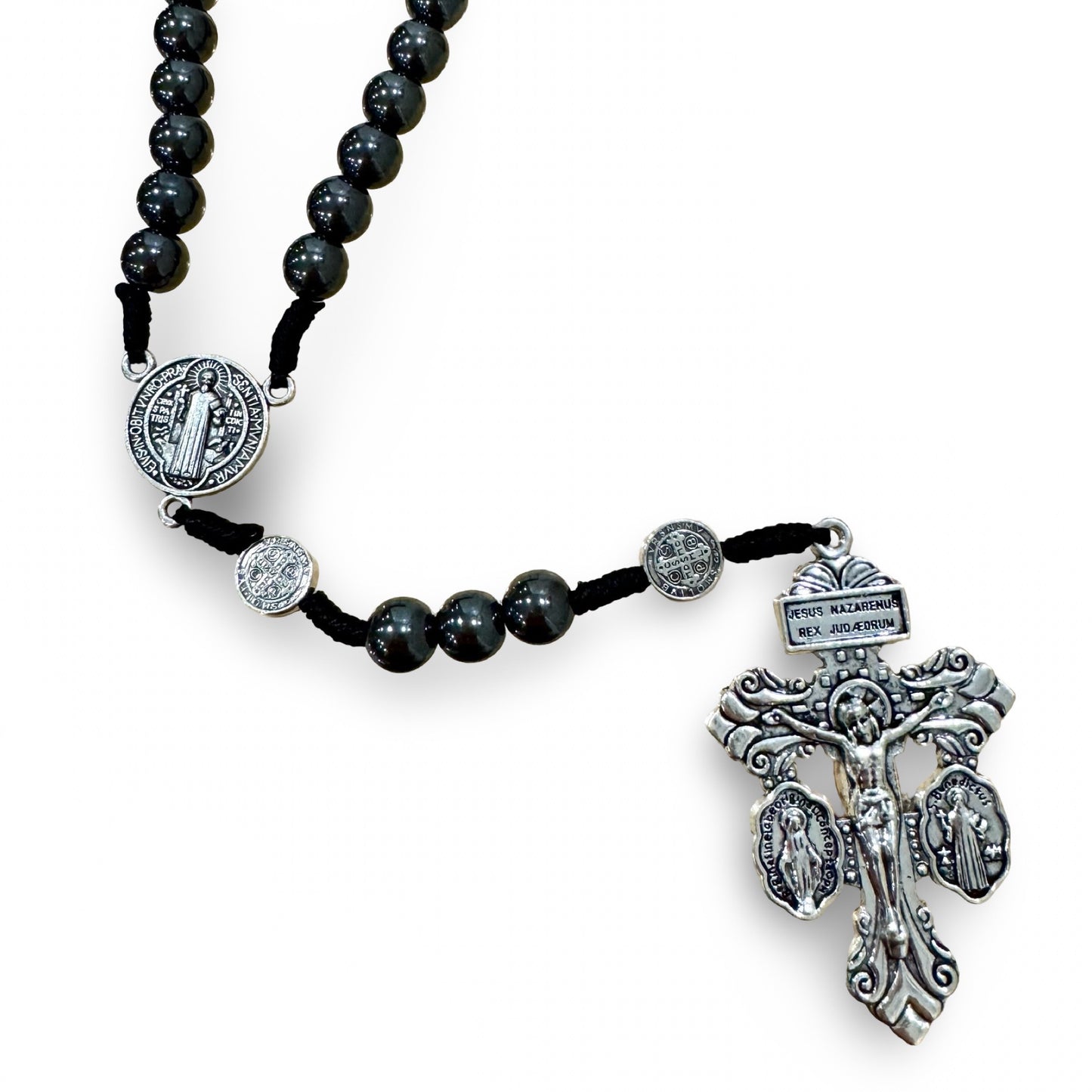 Heavy St. Benedict Rosary with Metallic Beads and Pardon Crucifix